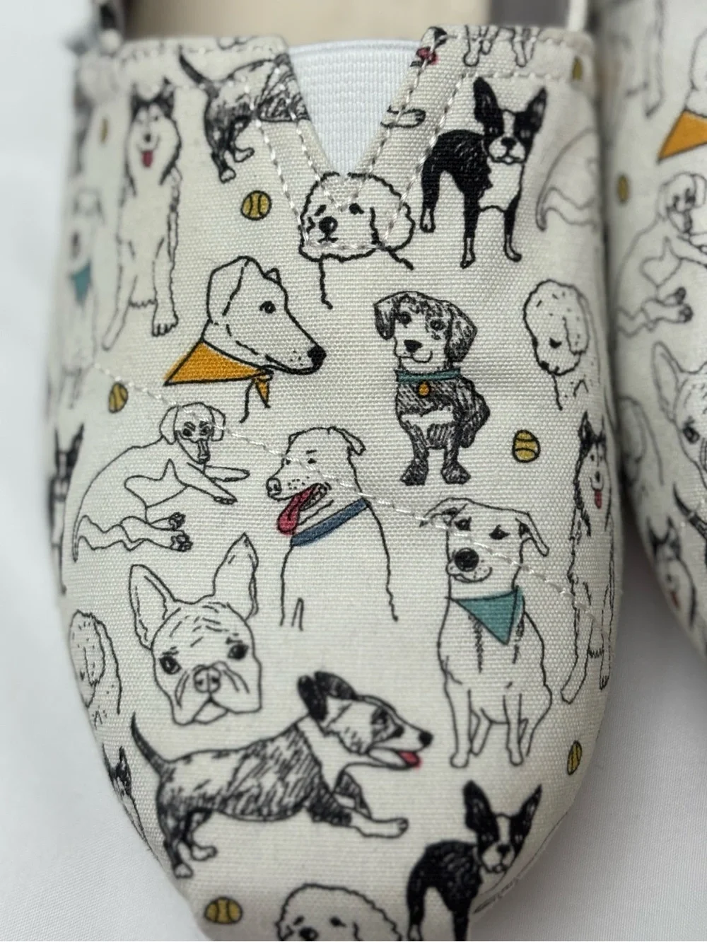 TOMS Canvas Slip-On Shoes in White Office Dog Print